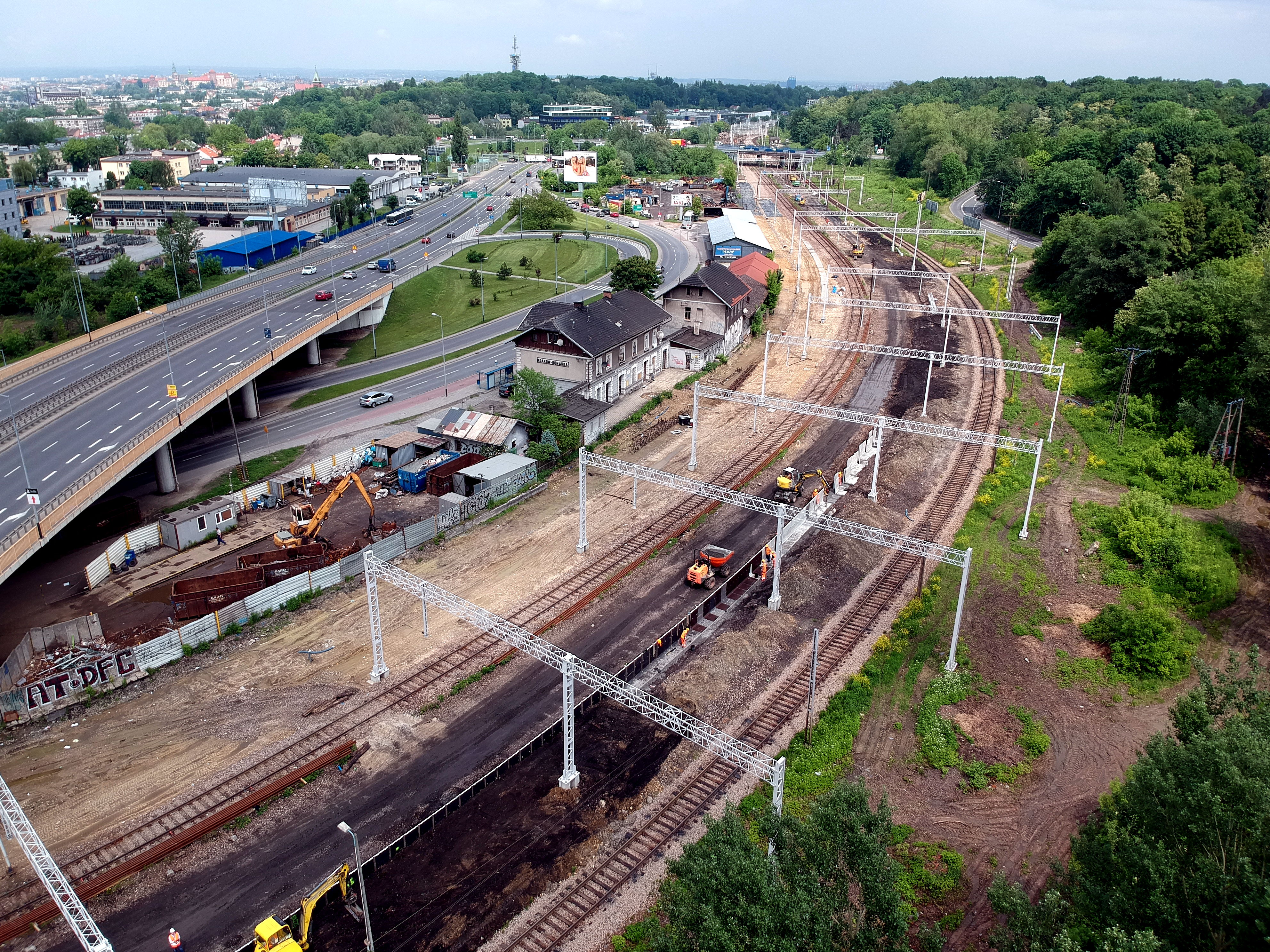 Prace budowlane na torze kolejowym, Kraków - Budownictwo kolejowe