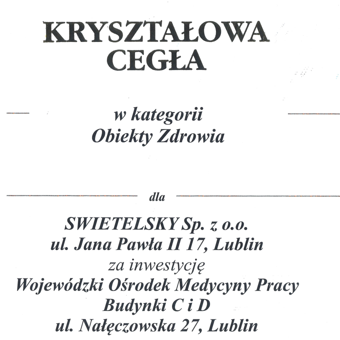 Dyplom Kryształowa Cegła